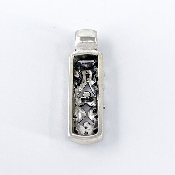 Vintage Sterling Silver 925 Ornate Scroll Bar Pendant - Picture 4 of 7